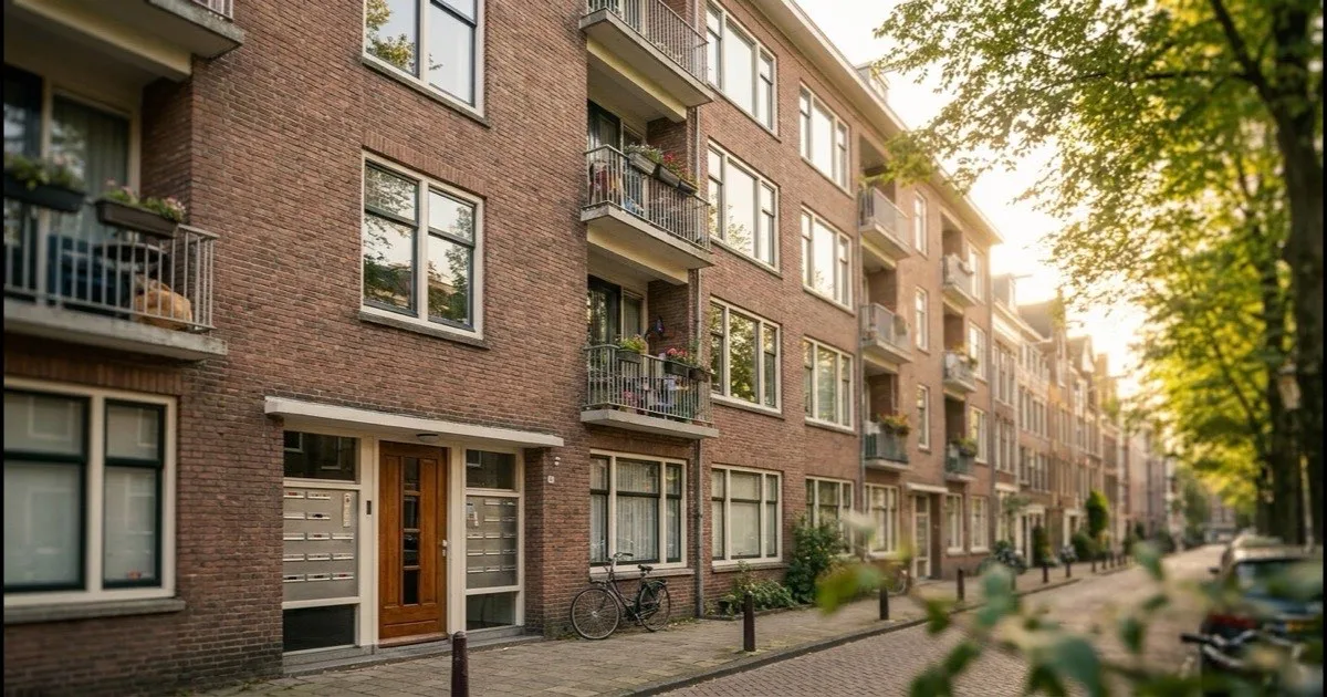 Gevel van een Nederlands appartementengebouw met balkons, verhuurd vastgoed in een woonstraat