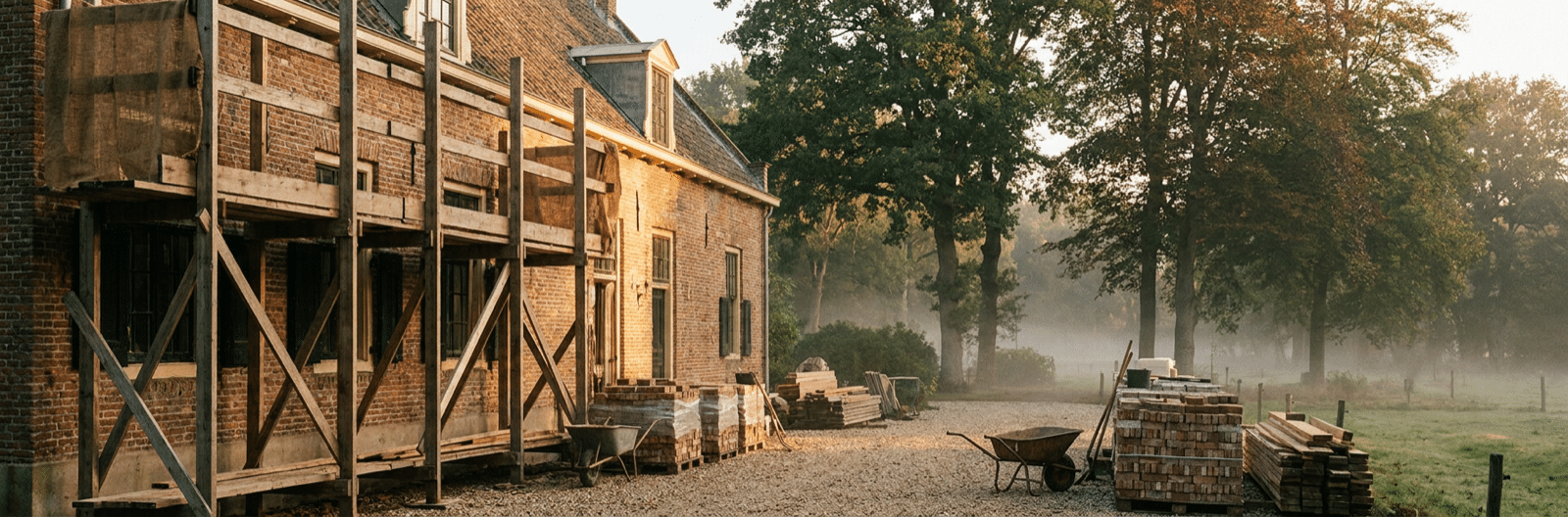 Verbouwing van een woning in 't Gooi in de steigers